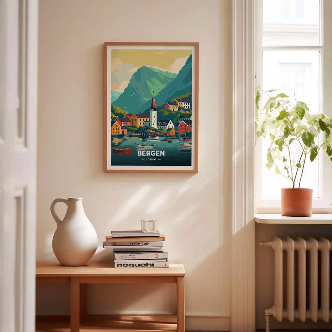 Bergen Norway Travel Poster, Scandinavian Art Print - Image 4