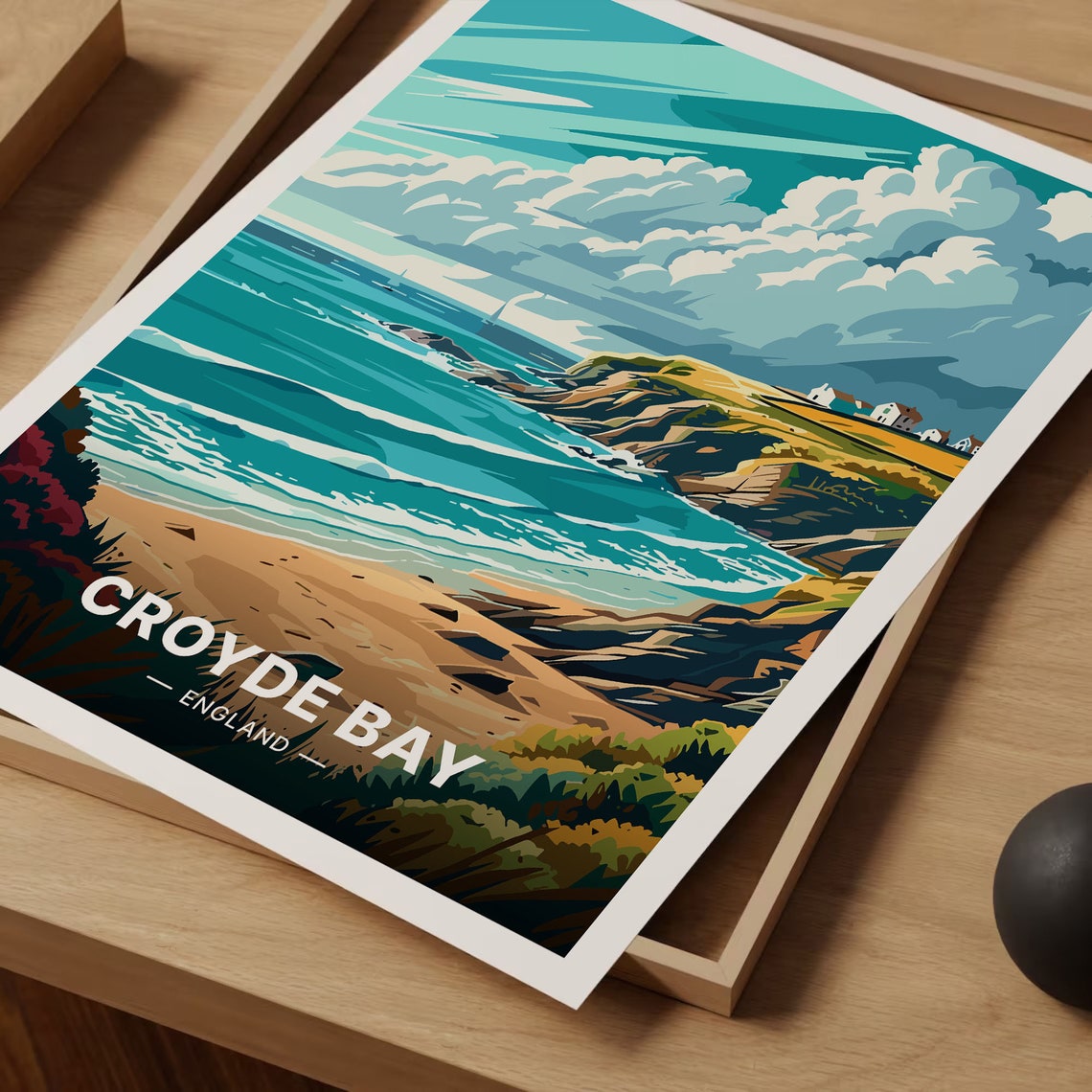 Croyde Bay England Poster Coastal Cliffs Beach Surf Seaside Art - Image 3