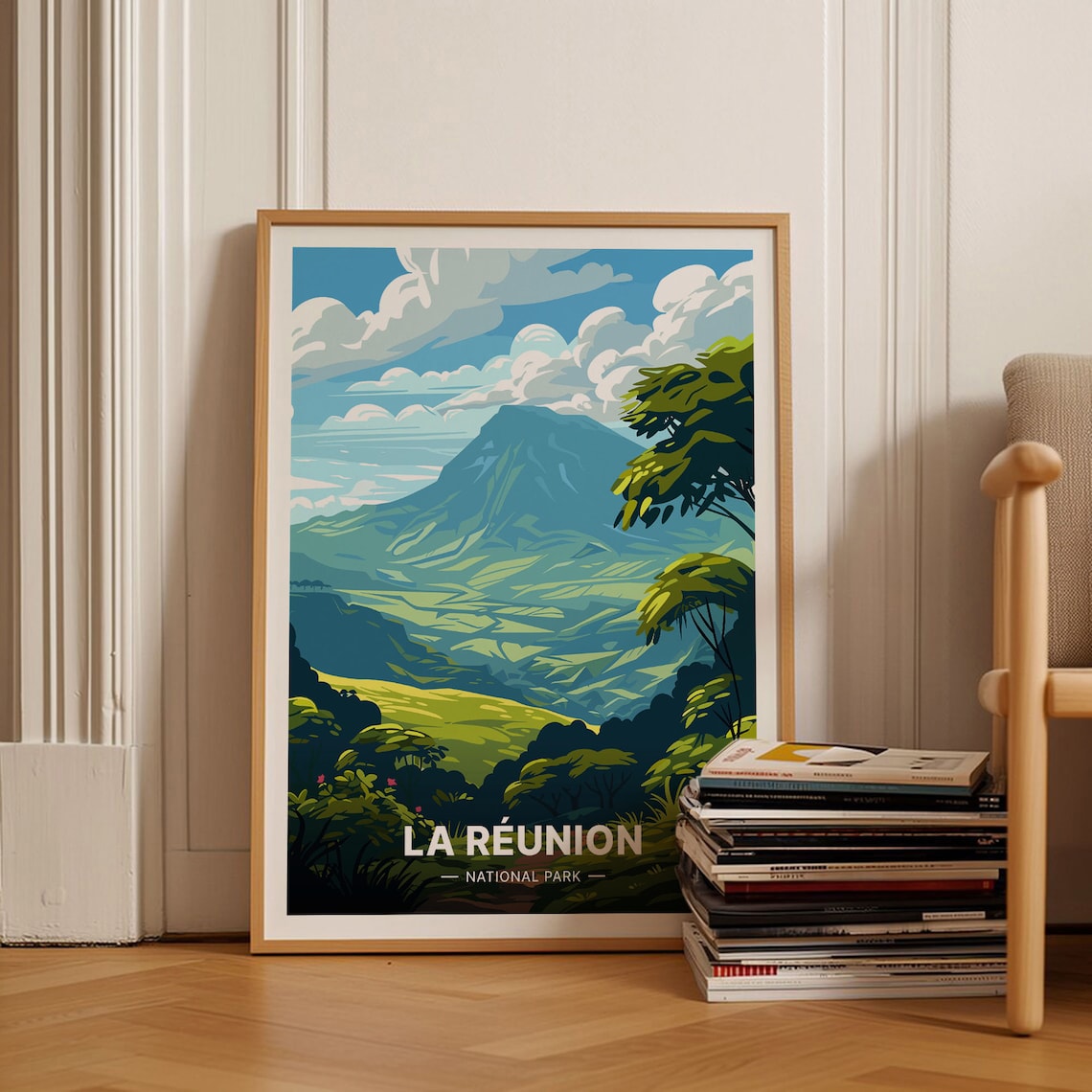 La Reunion National Park Volcano Rainforest Lush Green Travel Poster