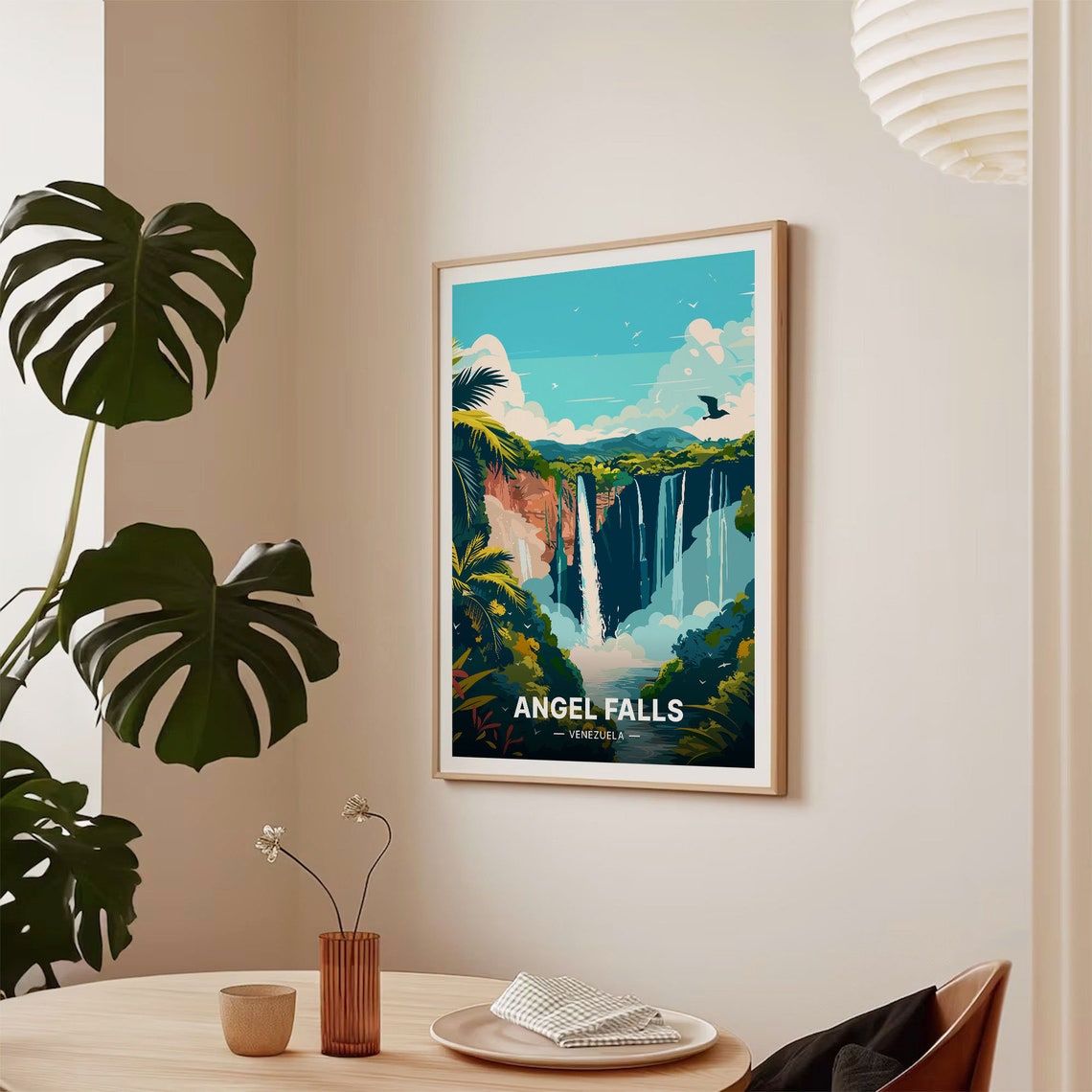 Angel Falls Venezuela Travel Poster Tropical Waterfall Jungle Art - Image 2