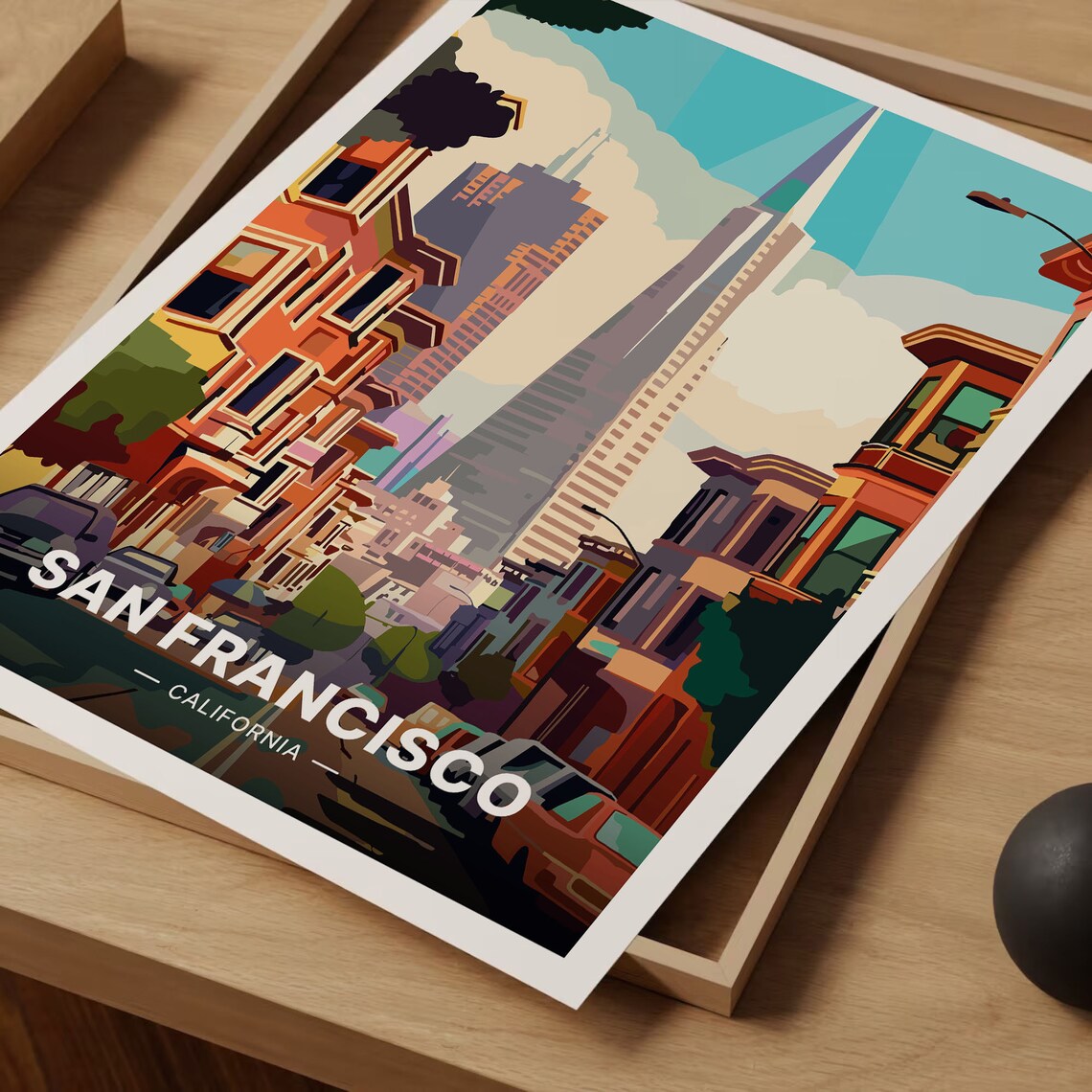 San Francisco California Travel Poster Transamerica Pyramid Street Art - Image 3