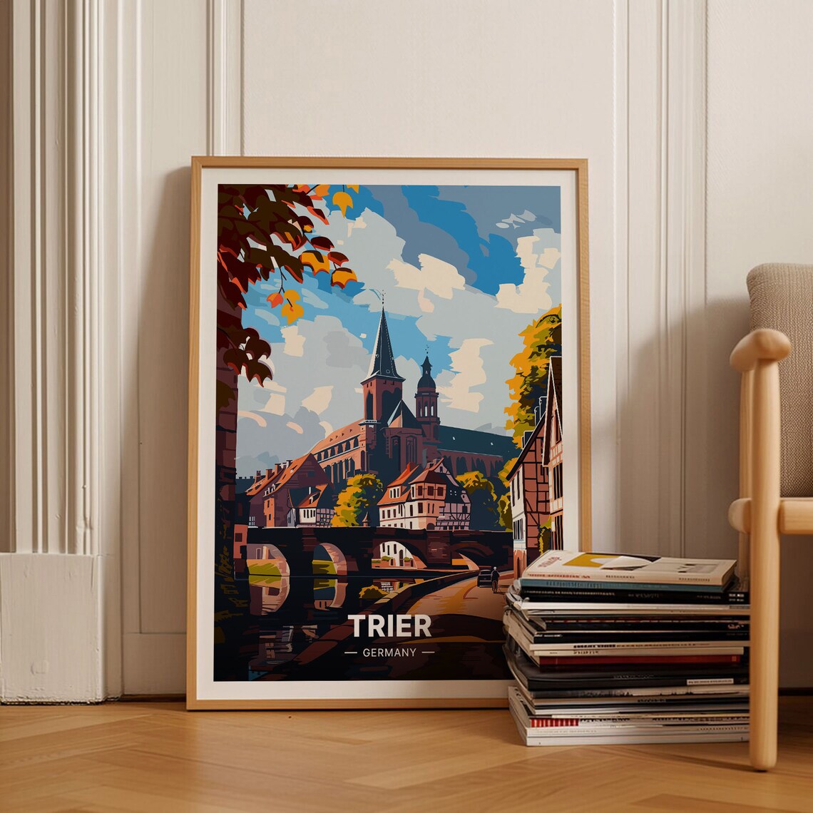 Trier Germany Travel Poster, Scenic Landscape Art Print
