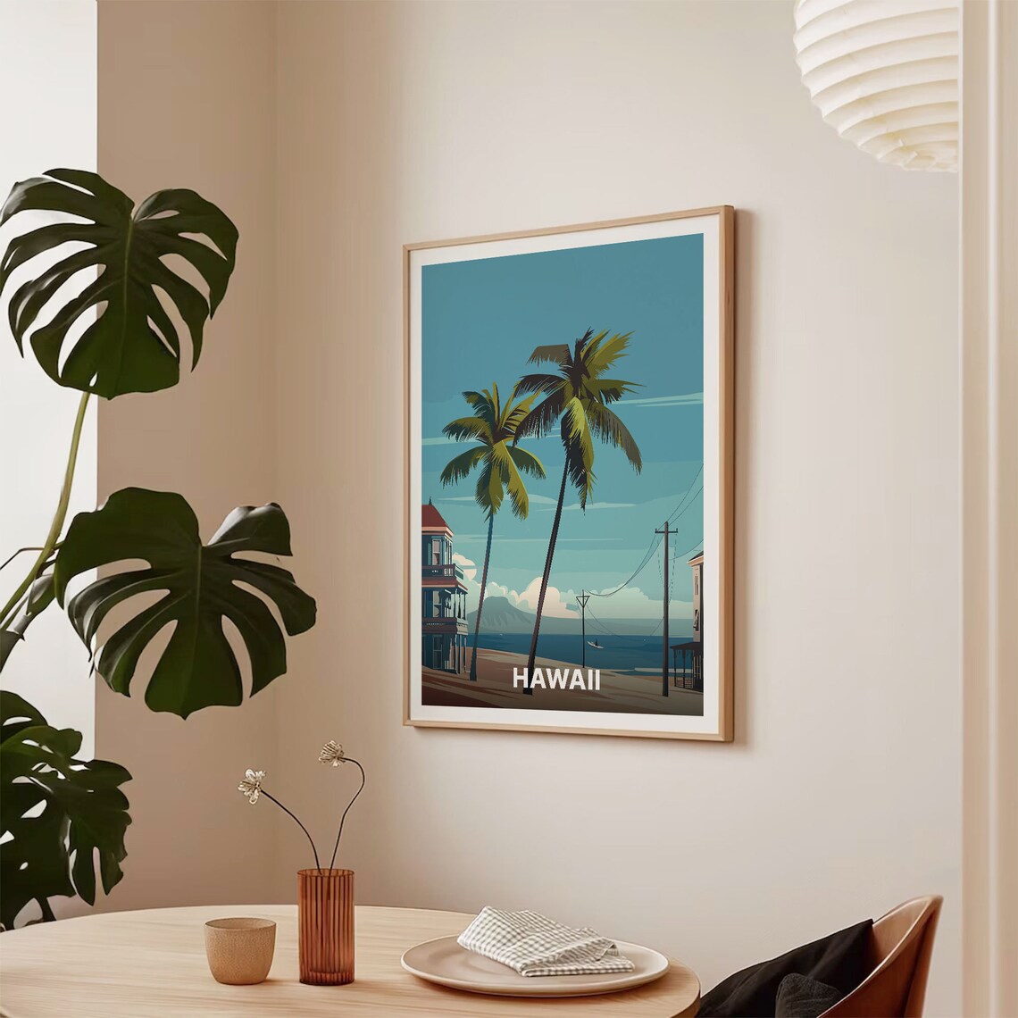 Hawaii Palm Trees Tropical Beach Vintage Island Travel Art Poster - Image 2