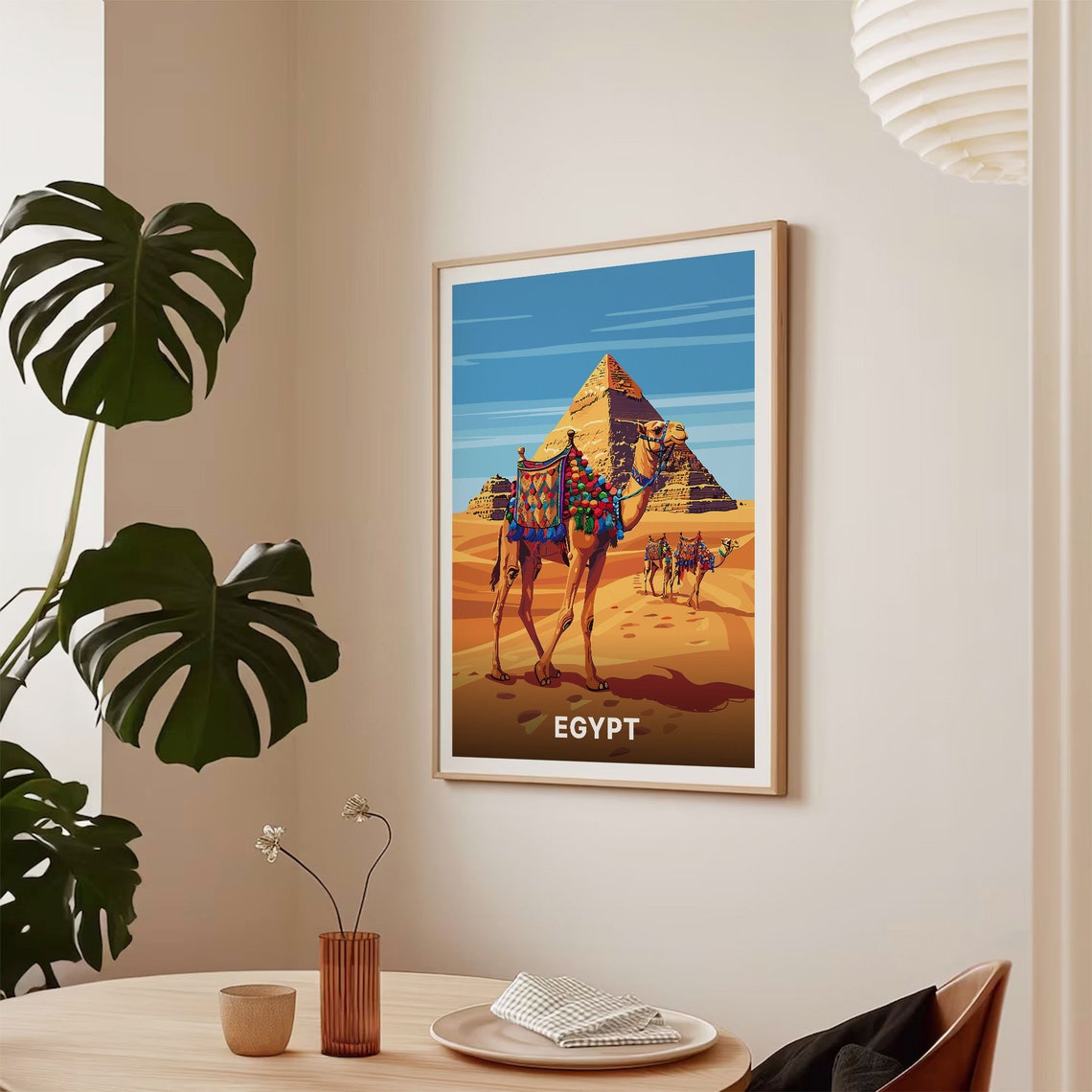 Egypt Pyramids Desert Camel Caravan Golden Dunes Adventure Poster - Image 2