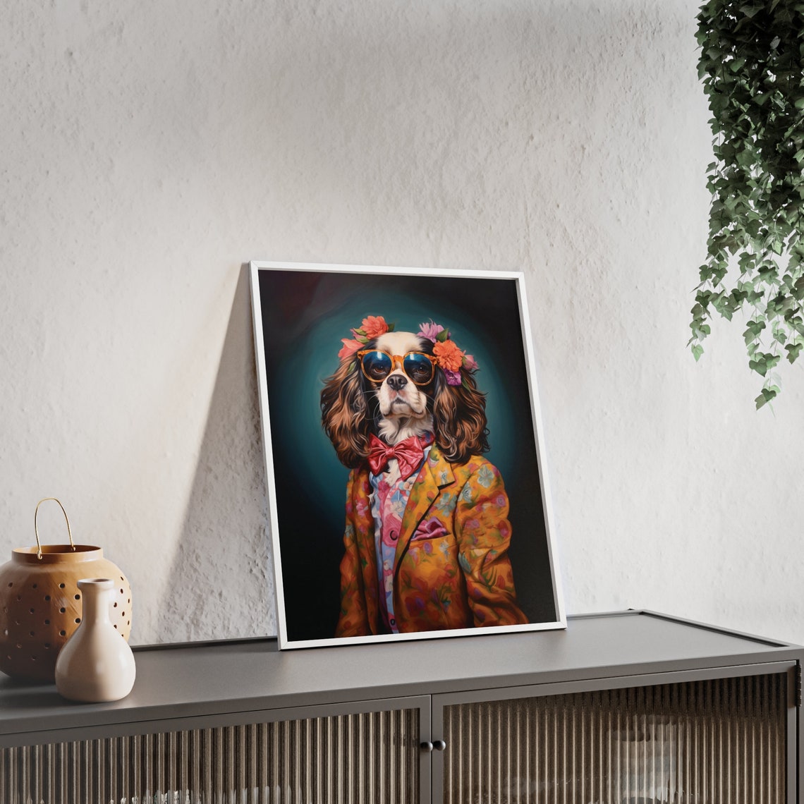 King Charles Spaniel Dog Art Fashion Print Dog Portrait Fashion Art Animal Art Animal Painting Art Prints - Image 2