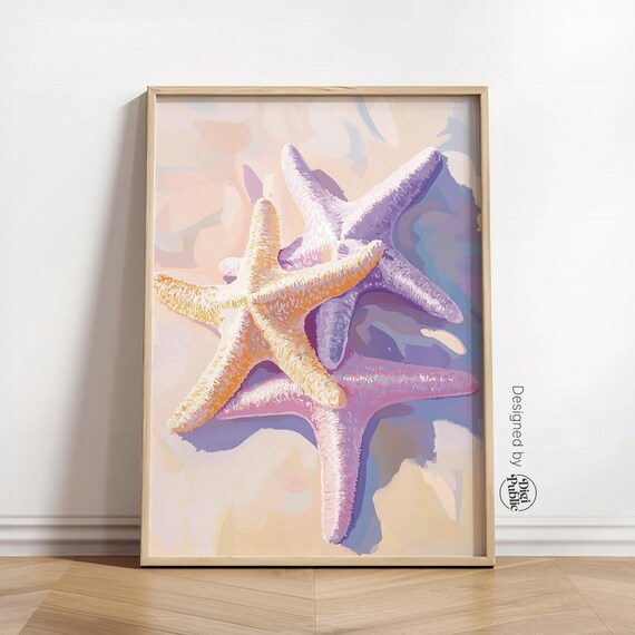 Starfish Wall Art Print Coastal Poster Pastel Beach Art Summer Home Decor Tropical Wall Art
