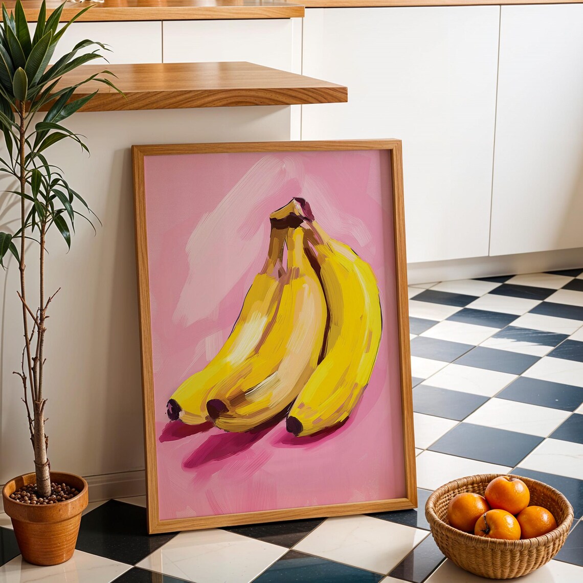 Banana Wall Art Print Pink Kitchen Wall Poster Modern Fruit Print Vibrant Kitchen Decor Banana Wall Art Pop Art Poster - Image 5