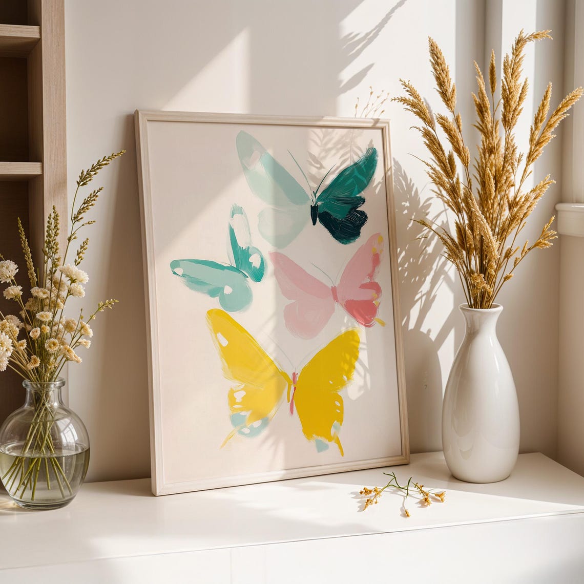 Colorful Butterfly Wall Art Abstract Butterfly Painting Pastel Boho Wall Decor Nature Inspired Print Modern Minimalist Art - Image 2