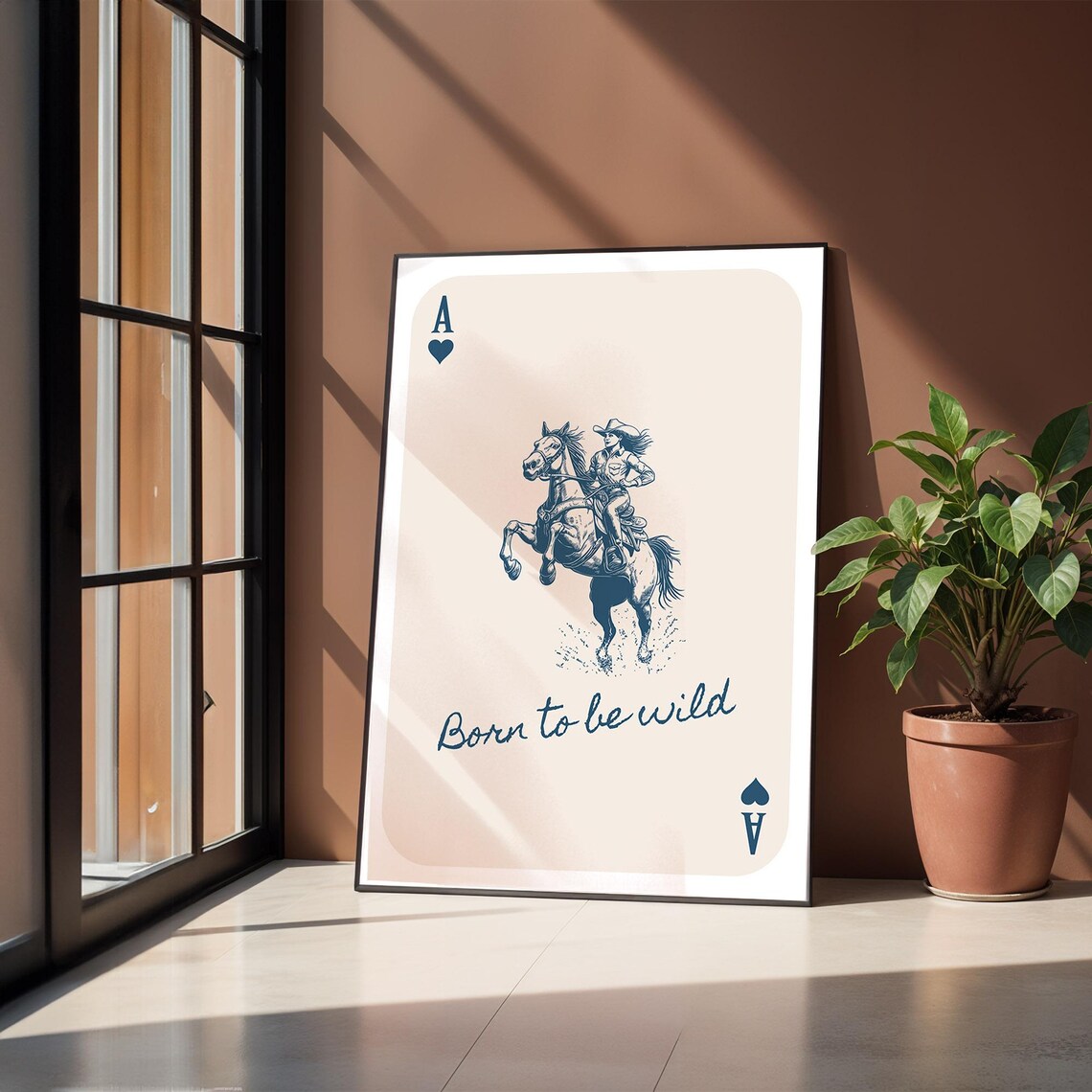 Born To Be Wild Cowgirl On Bucking Horse Playing Card Poster - Image 5