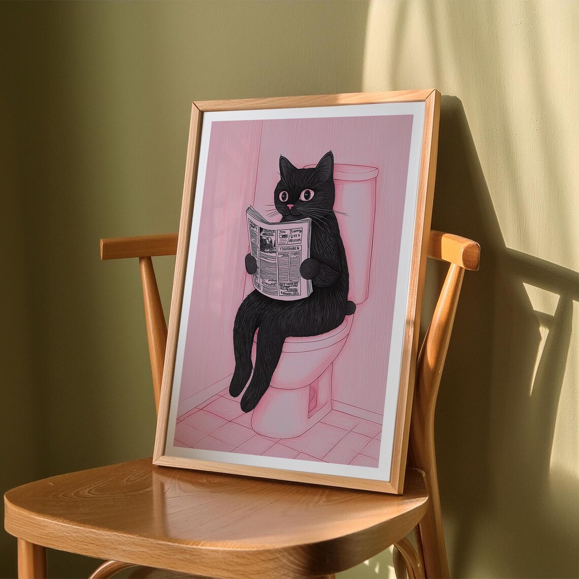 Funny Cat Bathroom Wall Art, Humorous Home Print - Image 3