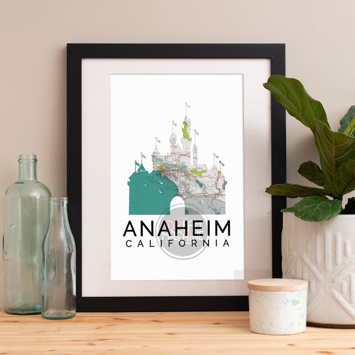 Anaheim Print Anaheim Skyline Anaheim Art Anaheim Poster Anaheim Watercolor Anaheim Art Print Anaheim Map Anaheim Wall Art