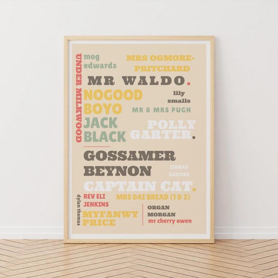 Dylan Thomas Under Milkwood, Welsh Literary Poster