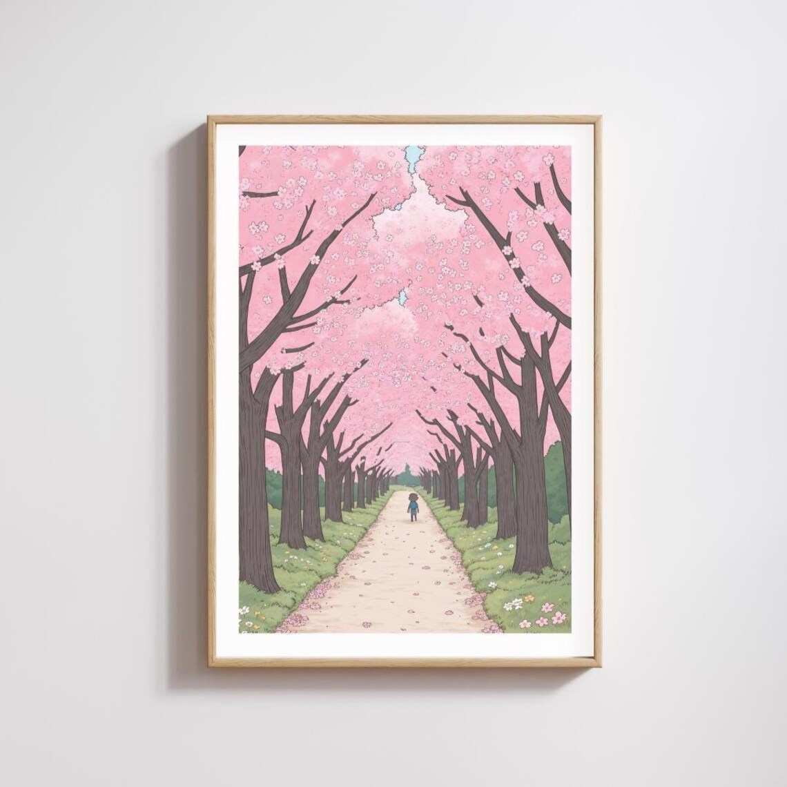 Japanese Blossom Art Print, Illustrated Nature Poster