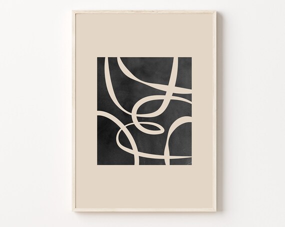 Abstract Black Line Art Black Geometric Line Art Modern Abstract Art Abstract Wall Art Minimalist Print Living Room Wall Art