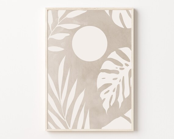 Botanical Tropical Print Monstera Leaf Art Tropical Wall Art Geometric Wall Art Abstract Art Print Minimalist Print Wall Decor