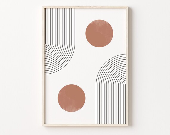 Minimal Mid Century Art Black Geometric Line Art Modern Abstract Art Abstract Wall Art Minimalist Print Living Room Wall Art