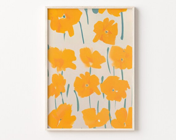 Yellow Flowers Print Abstract Botanical Art Print Tropical Wall Art Modern Wall Art Abstract Wall Art