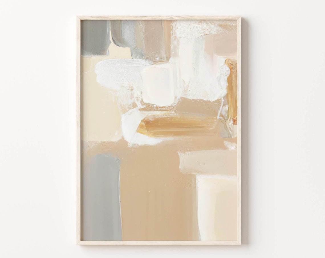 Earth Tone Abstract Brushstrokes Beige Tan Modern Minimal Art Poster
