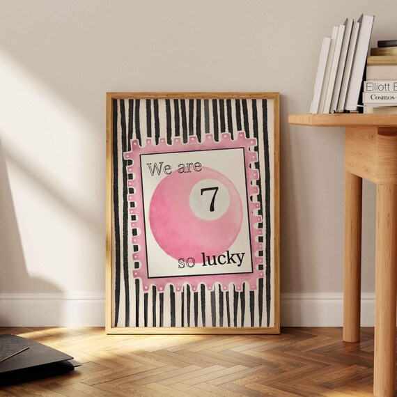 Pool Balls Poster Billiards Feeling Lucky 7 Ball Art Print You Retro Bar Cart Trendy Home Decor