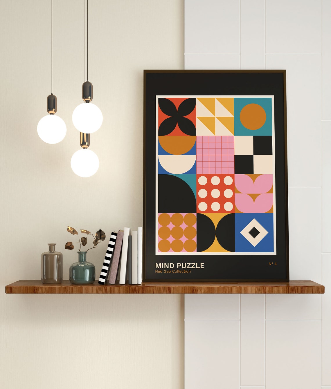 Mind Puzzle Neo Geo Collection No 4 Colorful Tile Abstract Art Poster - Image 2
