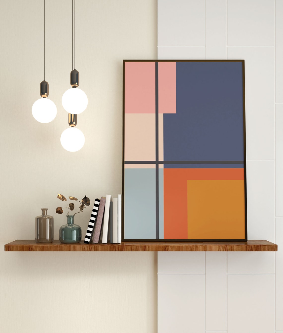 Bauhaus Geometric Color Block Abstract Mid Century Modern Print - Image 2