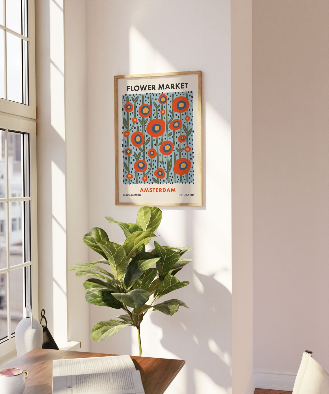 Flower Market Amsterdam Abstract Floral Travel Poster - Image 3