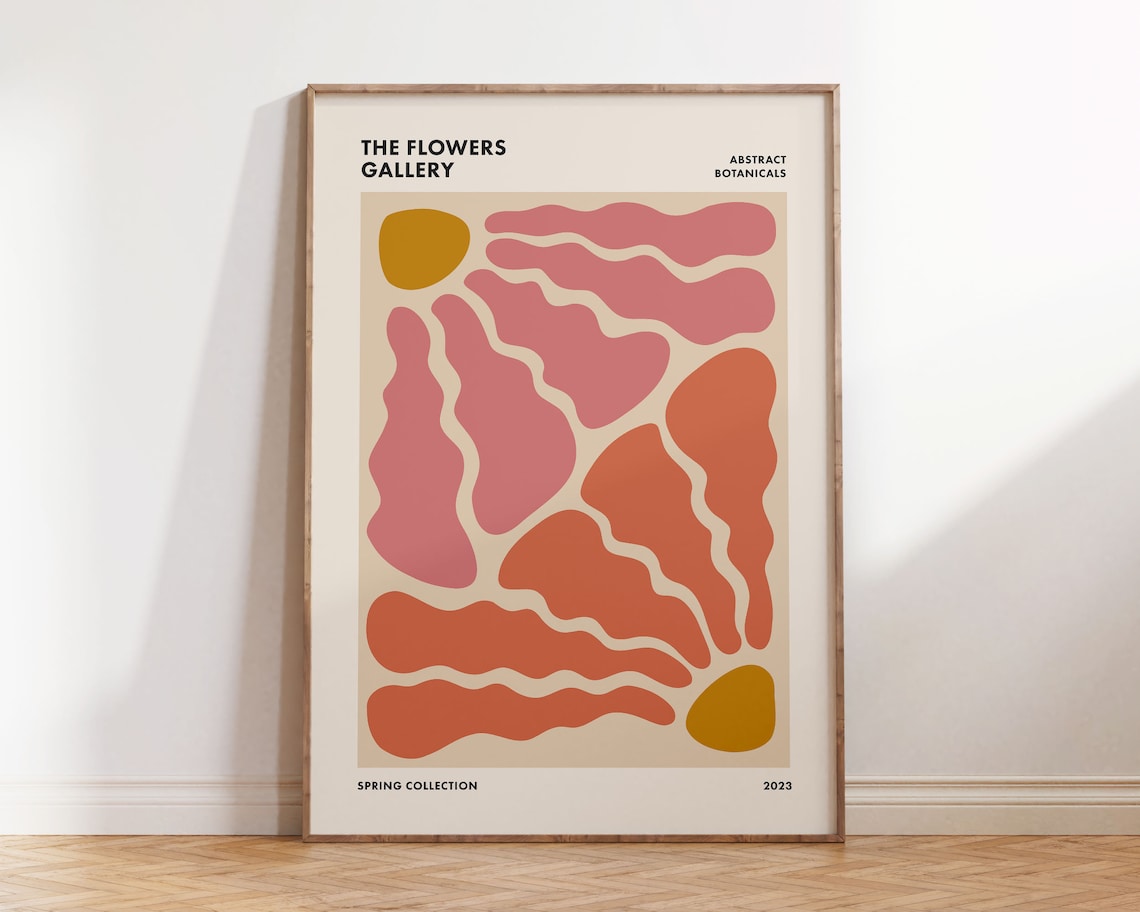 Funky Retro Floral Print, Groovy Flower Market Poster