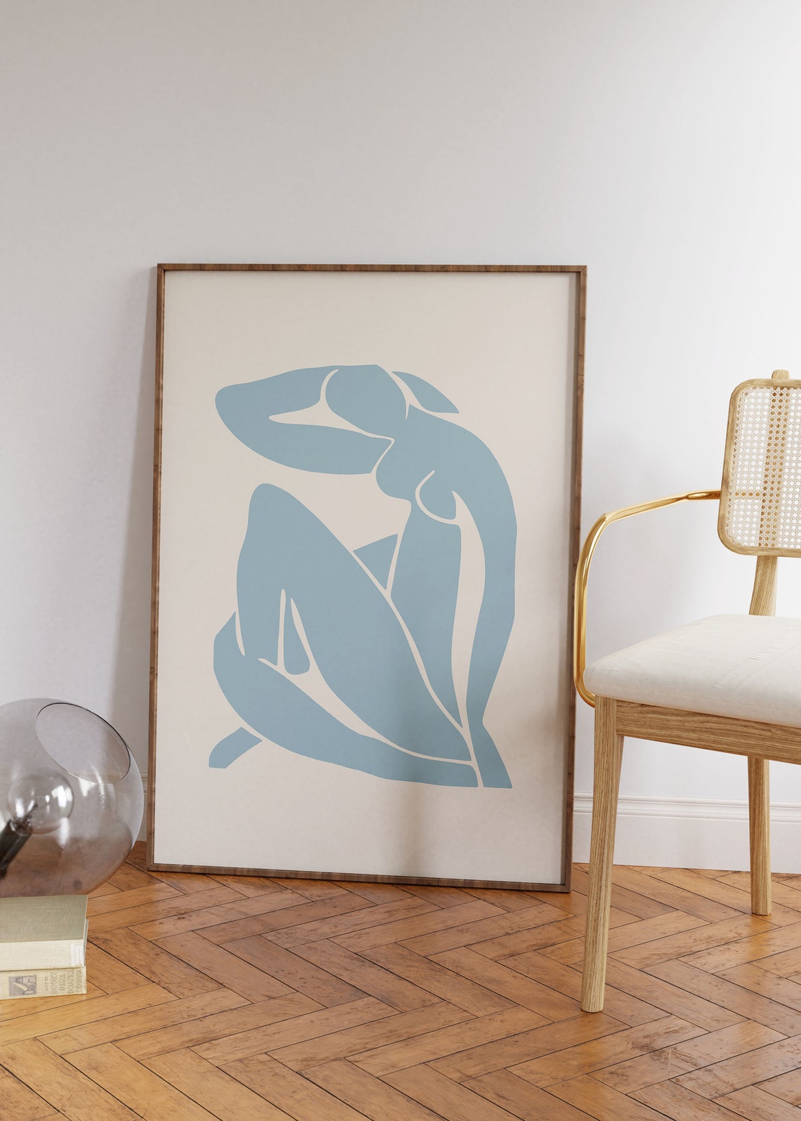 Matisse Style Blue Nude Abstract Pastel Paper Cutout Art Print - Image 2