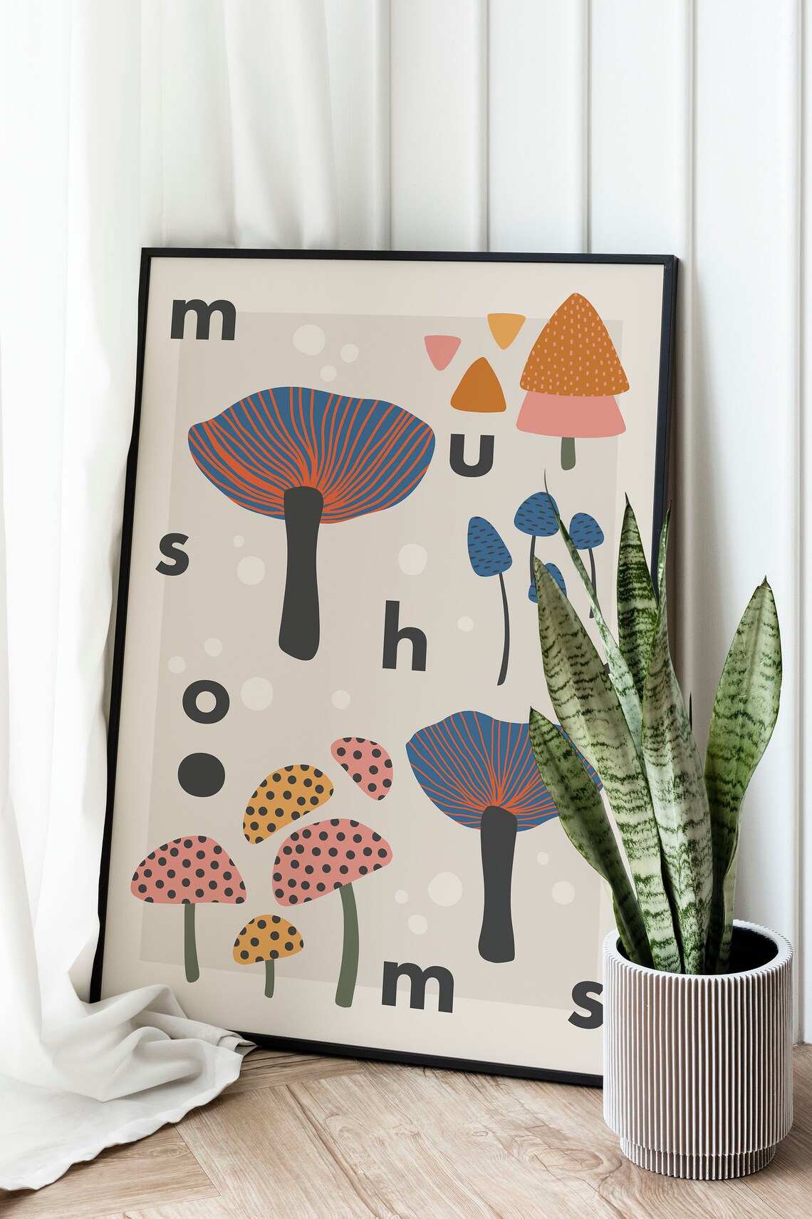Colorful Mushrooms Retro Botanical Kitchen Art Print - Image 3