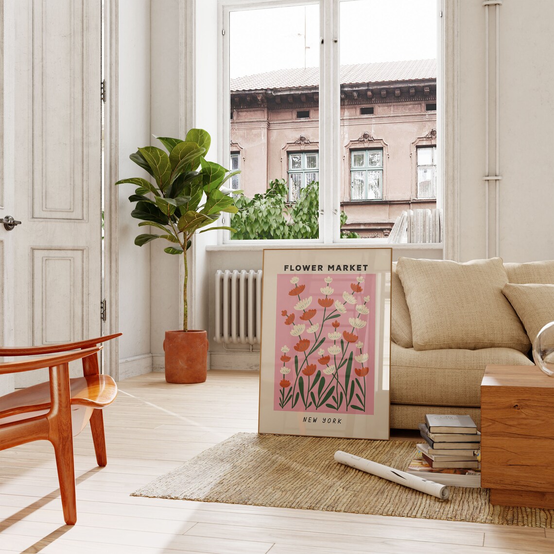 Flower Market Poster New York Girly Floral Wall Art Pink Botanical Print Preppy Room Decor Teen College Dorm Decor - Image 3