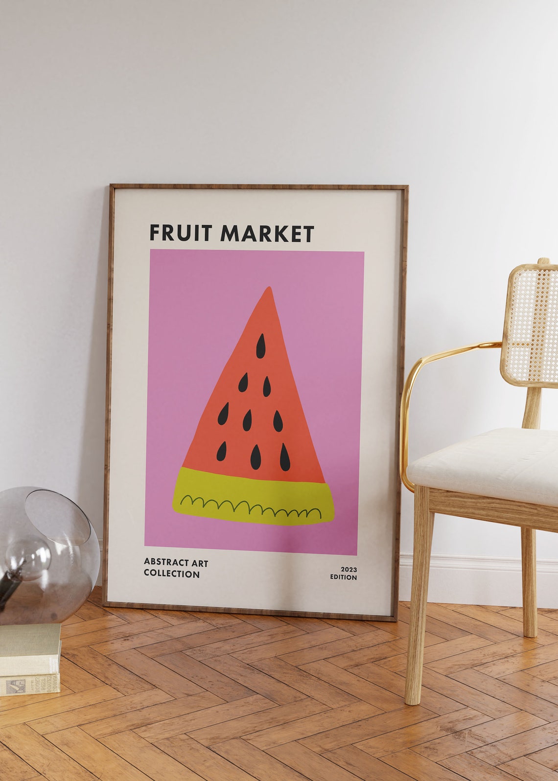Fruit Market Watermelon Slice Pink Retro Kitchen Abstract Art Poster - Image 2