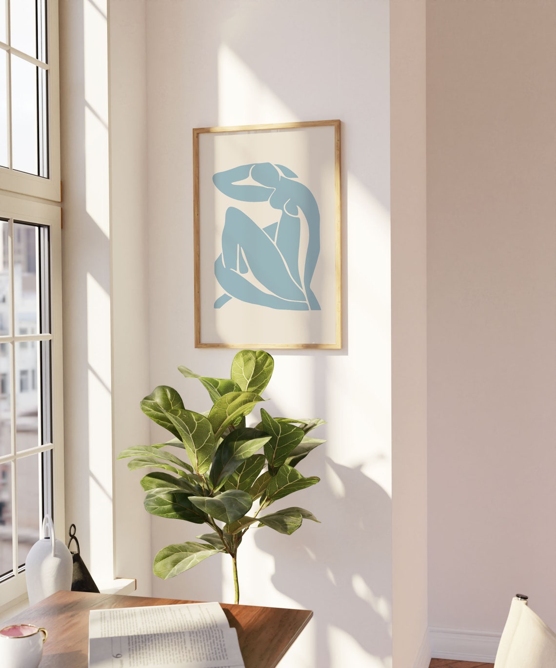 Matisse Style Blue Nude Abstract Pastel Paper Cutout Art Print - Image 3