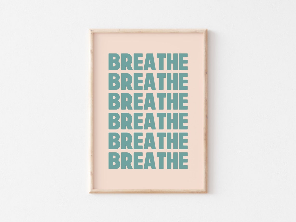 Breathe Retro Typographic Poster Affirmation Wall Art College Dorm Decor - Image 2
