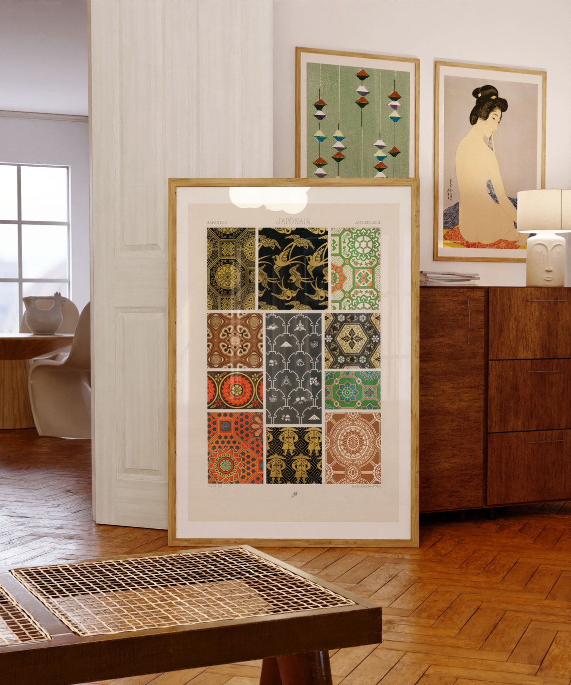 Japonais Japanese Ornament Pattern Grid Vintage Decorative Print - Image 2