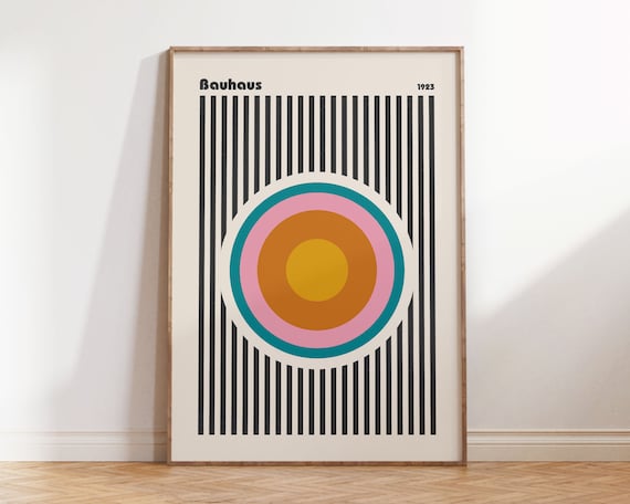 Bauhaus Exhibition Poster 1923 Minimalist Eclectic Geometric Print Retro Mid Century Modern Indie Room Decor
