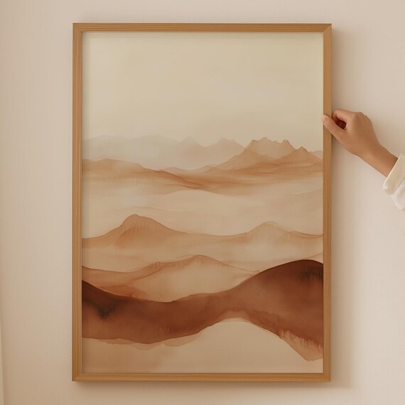 Japandi Mountain Poster Abstract Painting Wabi Sabi Art Abstract Art Print Extra Large Wall Art Beige Japandi Art Wabi Sabi Wall Art