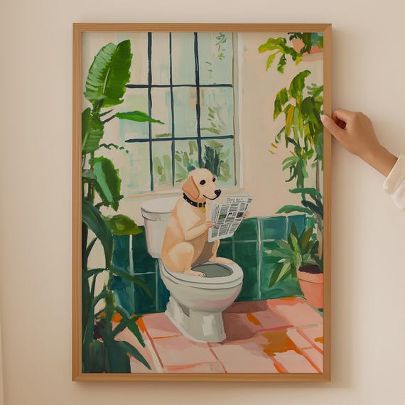 Labrador Lover Poster Trendy Toilet Wall Art Colorful Dog Print Funky Bathroom Decor Funny Retriever Gift