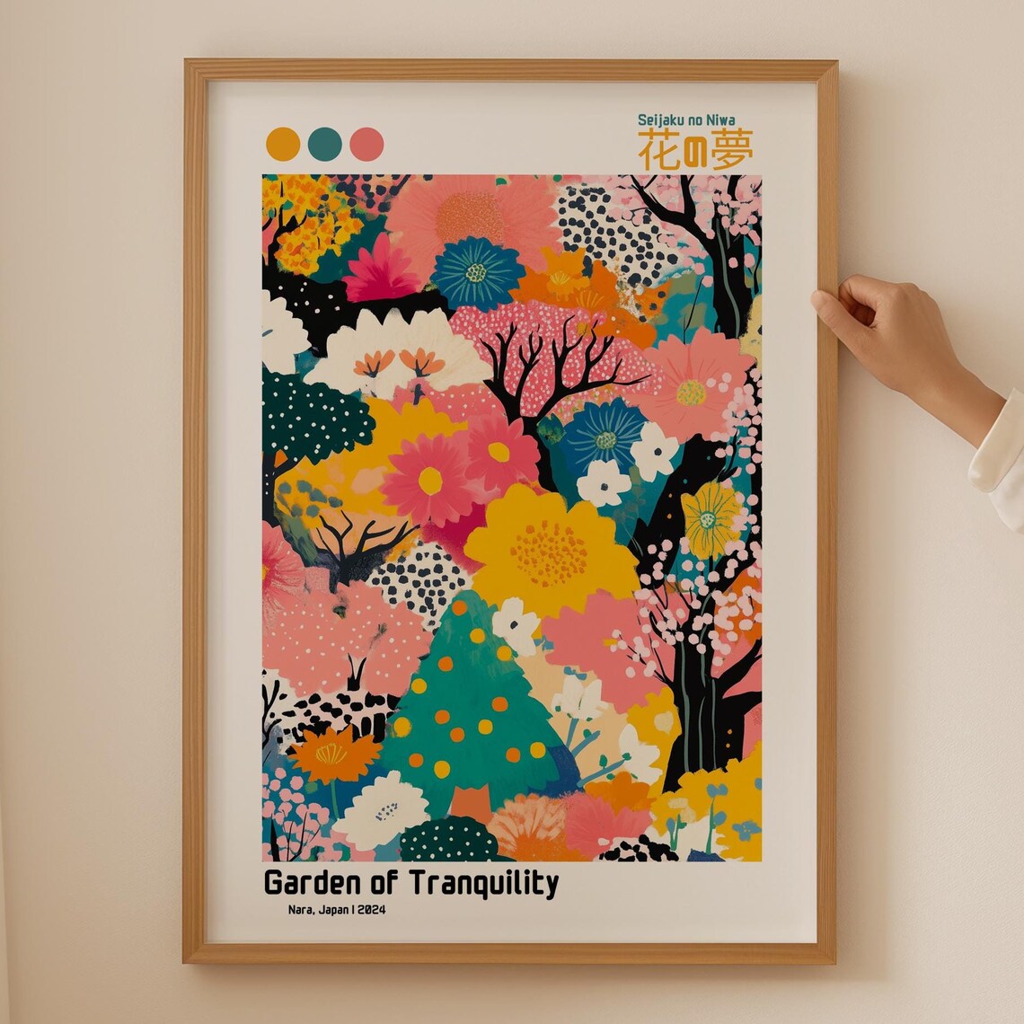Garden of Tranquility Nara Japan Colorful Floral Garden Art Poster