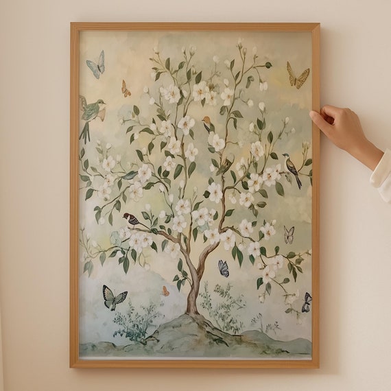 Chinoiserie Japanese Nature Poster Japandi Print For Cubicle Decor Wabi Sabi Wall Art Room Trendy Above Couch