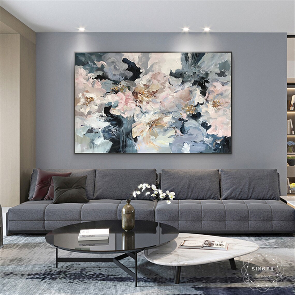 Pink Floral Abstract Art Print, Personalized Custom - Image 3