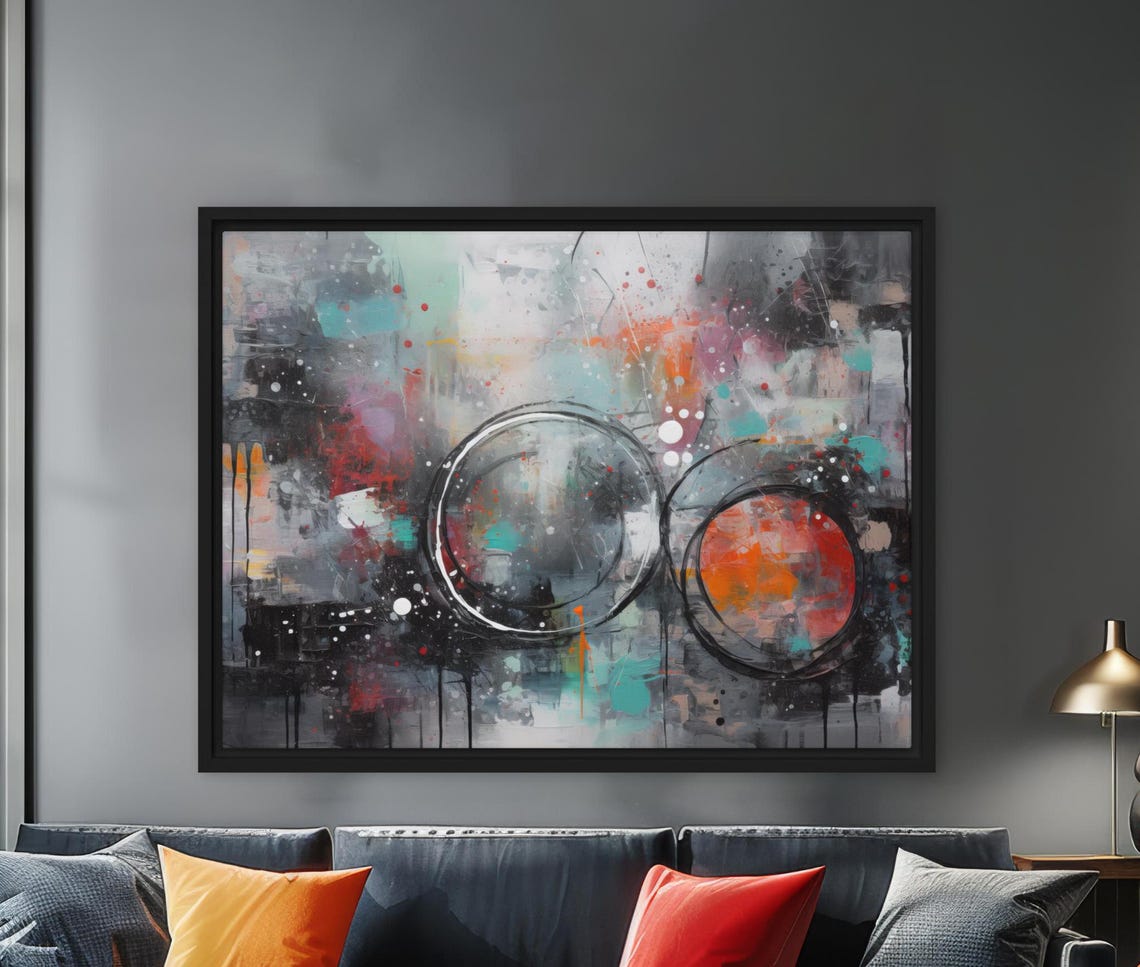 Abstract Graffiti Art Colorful Modern Wall Decor Large Urban Painting Contemporary Geometric Artwork Bold Artistic Gift