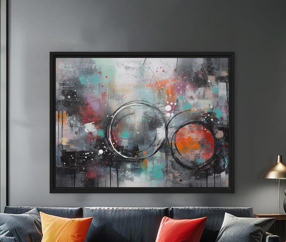 Abstract Graffiti Art Colorful Modern Wall Decor Large Urban Painting Contemporary Geometric Artwork Bold Artistic Gift
