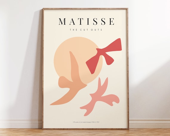 Abstract Matisse Doves Cut Outs Poster Matisse Blush Peach Nude Wall Art Neutral Minimal Matisse Art Print Mid Century Poster Mp103