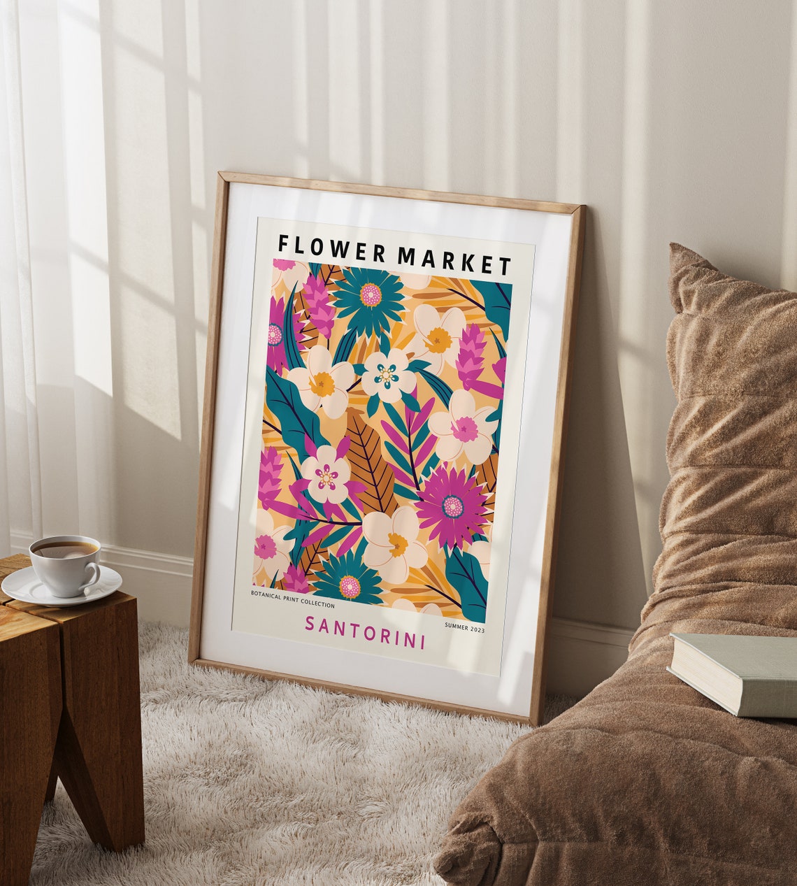 Santorini Flower Market Summer 2023 Tropical Botanical Poster - Image 2