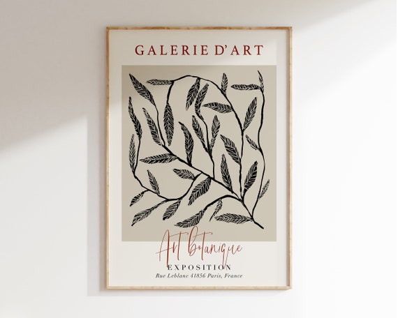 Beige Botanical Exhibition Poster Minimal Floral Poster Minimal Botanical Line Art Modern Flowers Art Vintage Exhibition Poster Il009
