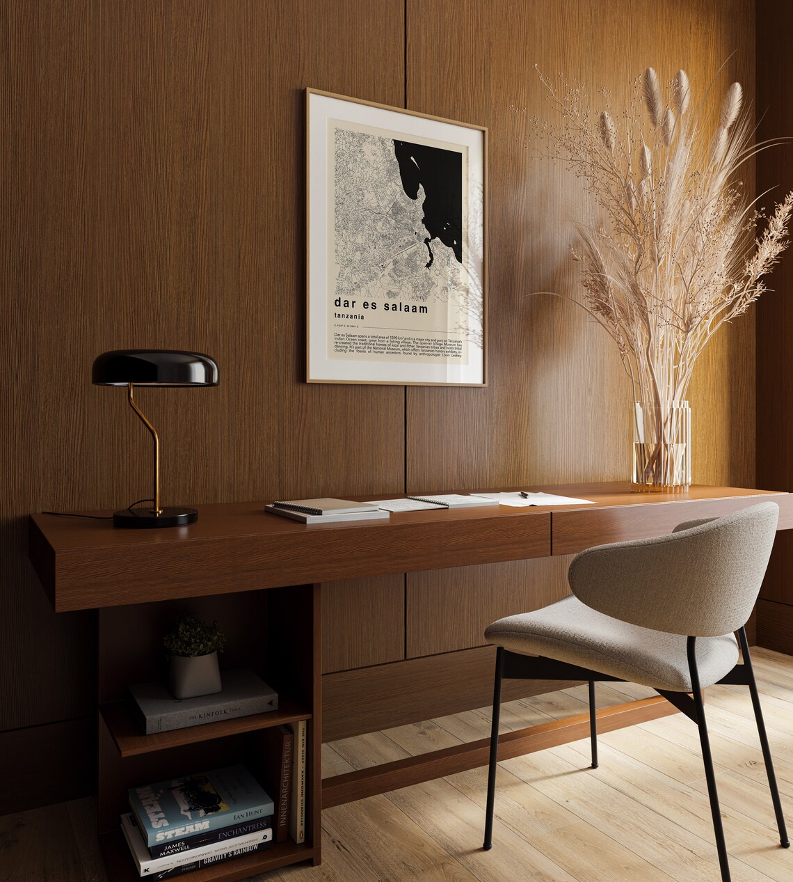 Dar Es Salaam Tanzania Minimalist Black Cream City Map Poster - Image 3