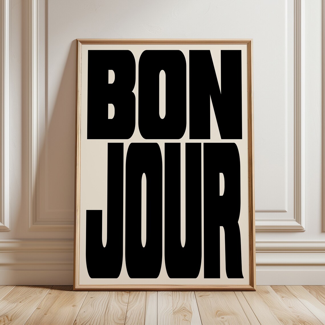 Bonjour Typography Retro Poster, Maximalist Wall Art