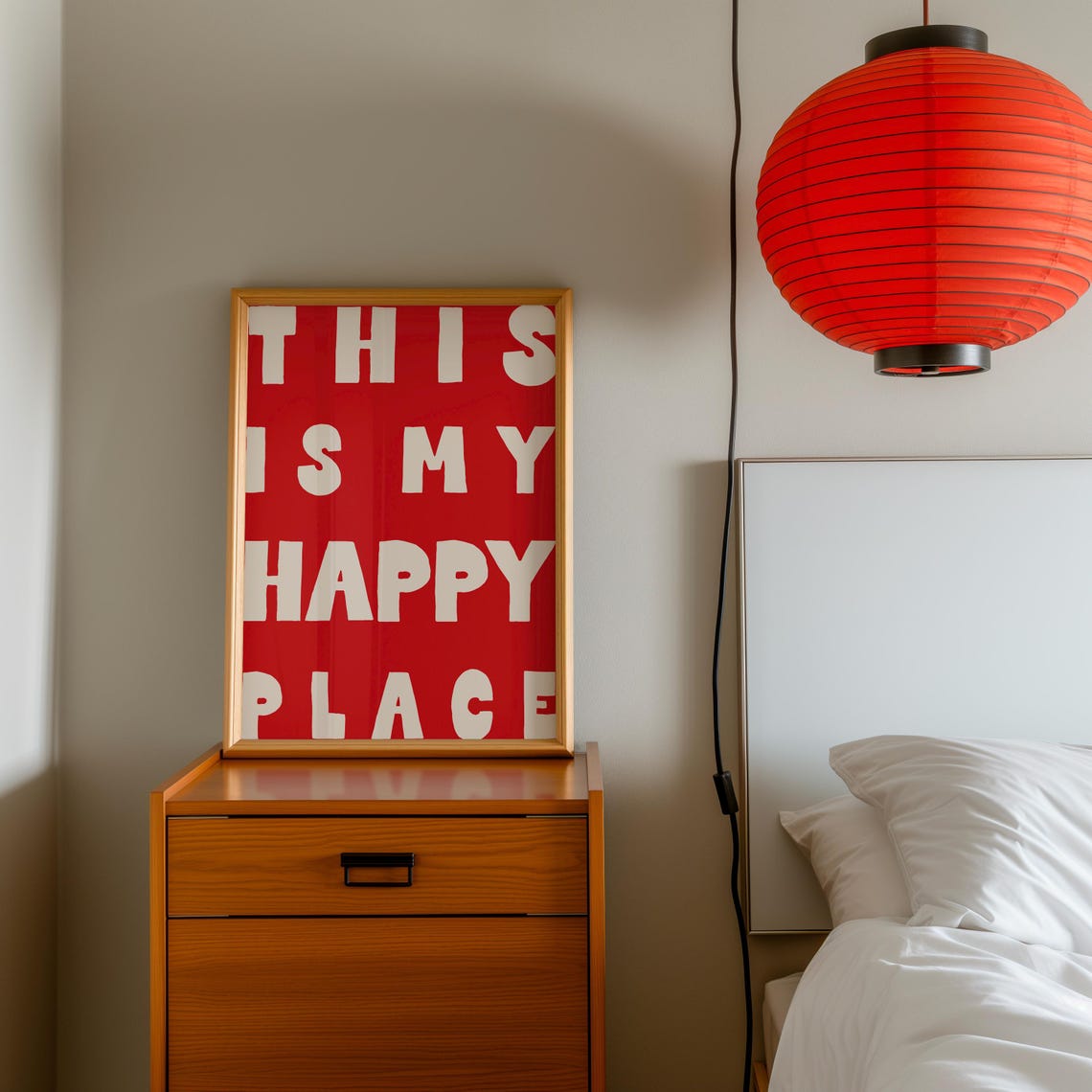 This Is My Happy Place Bold Red Maximalist Typography Quote Poster - Image 3