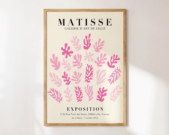 Pink Matisse Petals Exhibition Poster Danish Pastels Aesthetic Matisse Wall Art Pastel Wall Art Print Abstract Matisse Mp130