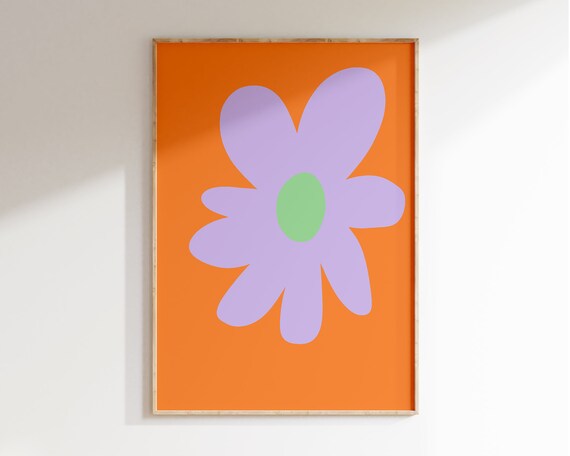 Abstract Flower Poster Mid Century Retro Flower Market 1970s Daisy Art Print Matisse Style Abstract Plant Contemporary Wall Art Il014